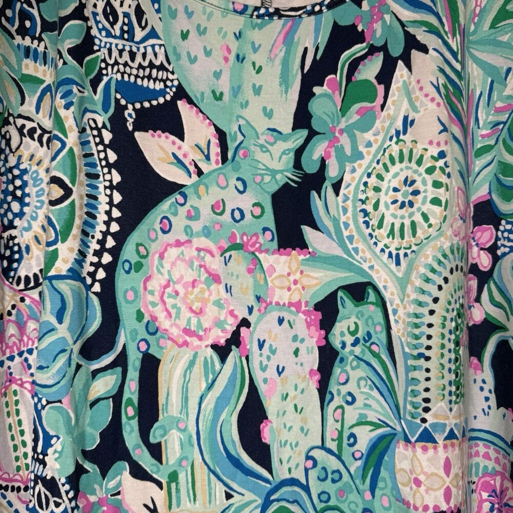 Lilly Pulitzer Laurana Maxi Dress Womens XL Cactus Cat Jersey Stretch Sundress - Picture 3 of 11